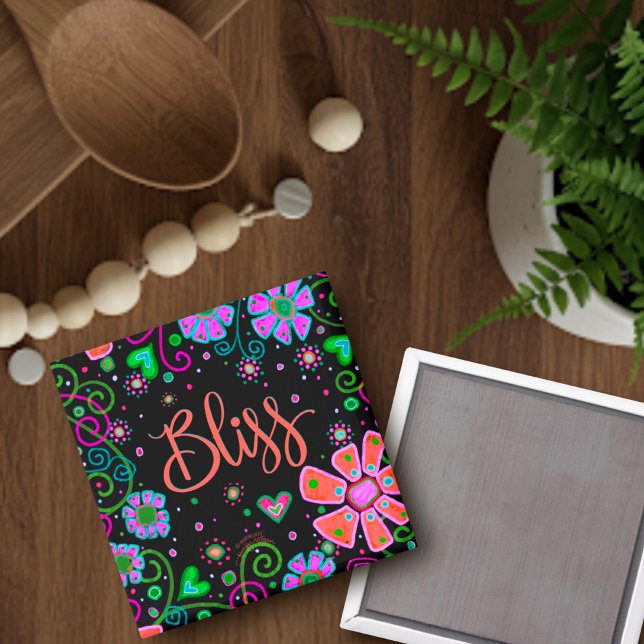 Bliss Söt Whimsiational Inspirational Blommigt Bla Magnet (Skapare uppladdad)