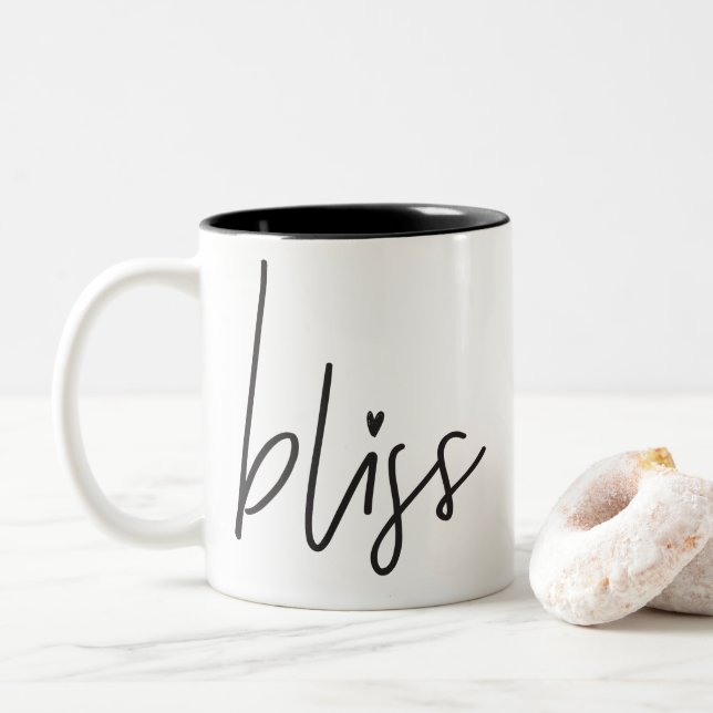 BLISS trendig med modern chic, handskriven  svart Två-Tonad Mugg (Med munk)
