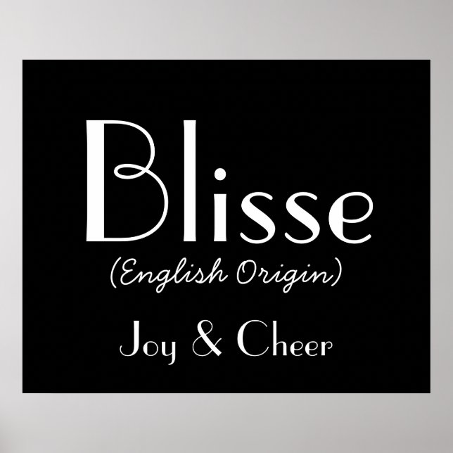Blisse English Ursprung med betydelse i Black I Poster (Framsidan)