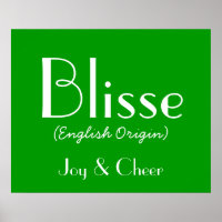 Blisse English Ursprung med betydelse i Grönt I