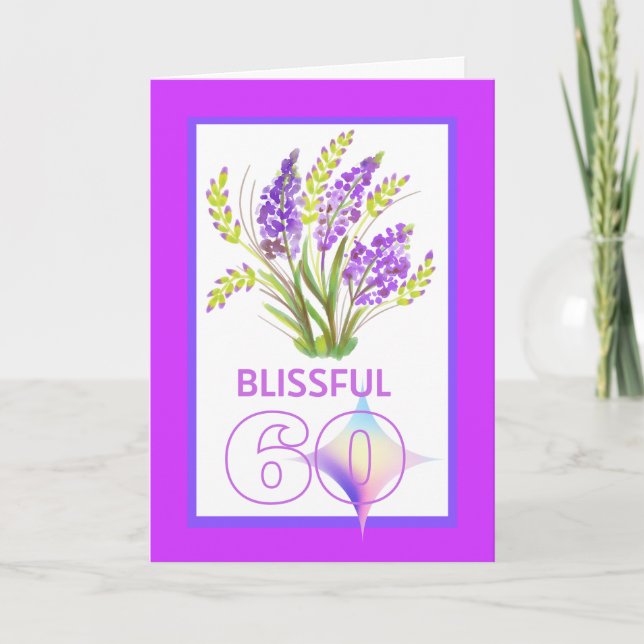 Blissful 60 Diamond-årsdagen Lila blommor Kort (Framsida)