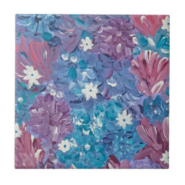 Blissful Blue Blommigt Ceramic Tile Kakelplatta