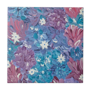 Blissful Blue Blommigt Ceramic Tile Kakelplatta