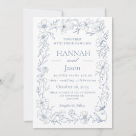 Blissful Blue Blooms Wedding Invitation Inbjudningar