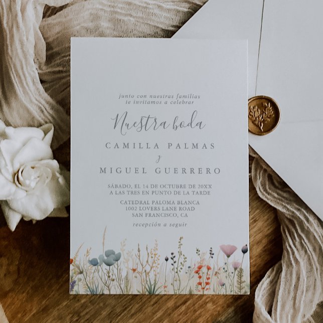 Blissful Boho WildblommNuestra Boda Bröllop Inbjudningar (Skapare uppladdad)