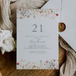 Blissful Boho Wildflower 21st Birthday Party Inbjudningar<br><div class="desc">This blissful boho wildflower 21st birthday party invitation is perfect for a modern event. The design features pink,  purple,  blush,  yellow,  dusty blue,  red,  burgundy meadow wild flowers assembled in a seamless and delightful floral pattern,  evoking natural beauty.</div>