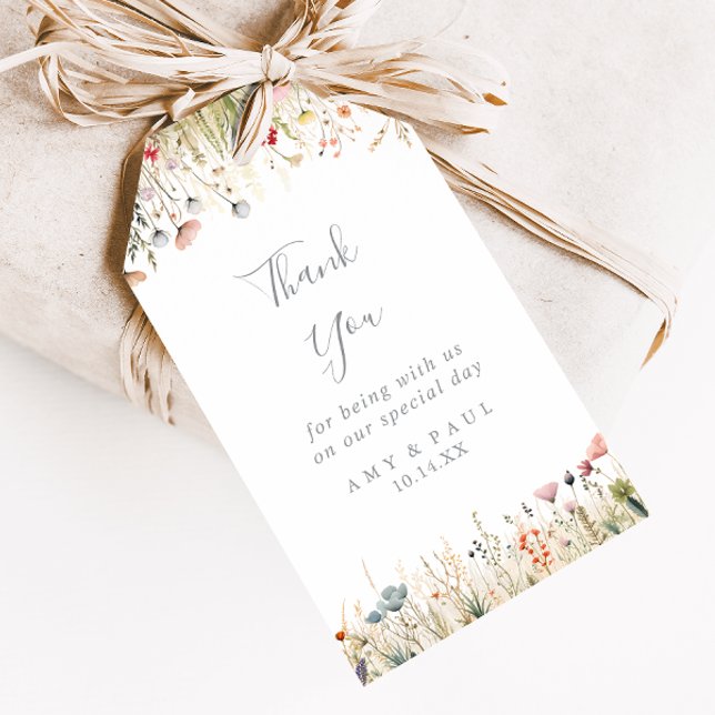 Blissful Boho Wildflower Wedding Thank You Presentetikett (Skapare uppladdad)