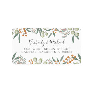 Blissful Bounty Botanical Bröllop Returadress Adressetikett