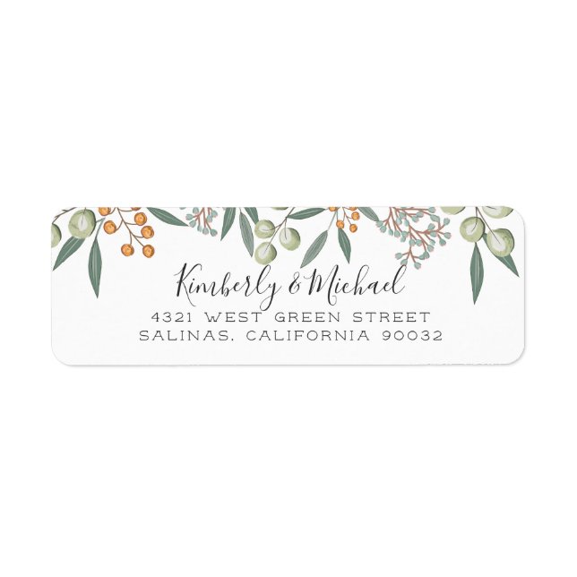Blissful Bounty Botanical Bröllop Returadress Returadress Etikett (Framsidan)