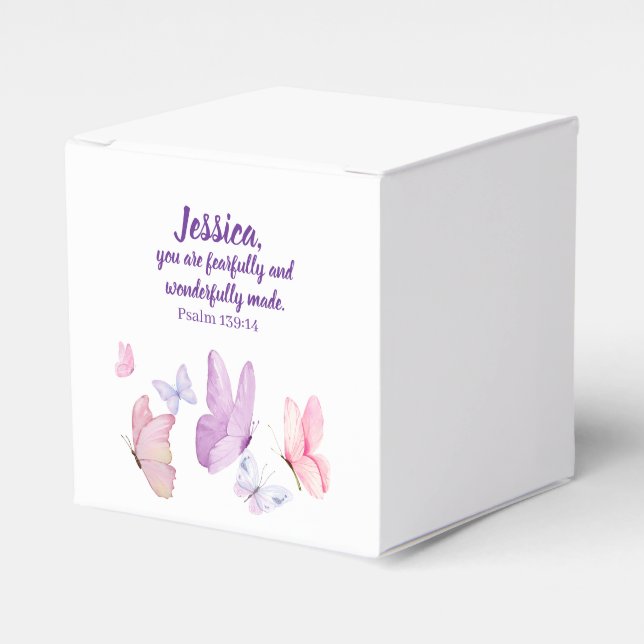 Blissful Butterfly Psalm 139:14 Favor Box Presentaskar (Framsidan Sidan)