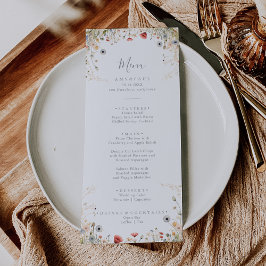 Blissful Colorful Boho Wildflower Dinner Menu Meny