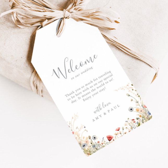 Blissful Colorful Boho Wildflower Wedding Welcome Presentetikett (Skapare uppladdad)