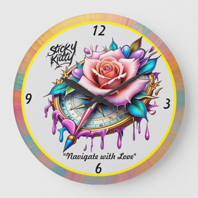 "Blissful Compass Ro Emblem" Stor Klocka (Framsida)