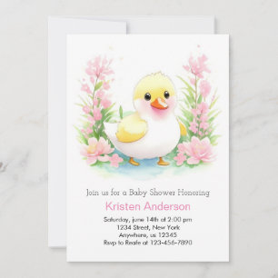 Blissful Duckling WildblommGirl Baby Shower Inbjudningar