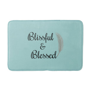 Blissful och bländad fjäderturkos blå badmat badrumsmatta