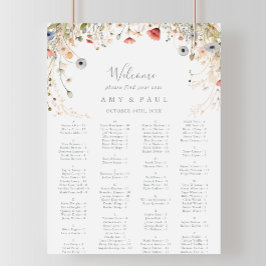 Blissful Wildblomma Alfabetisk sittningsschema Poster