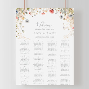 Blissful Wildblomma Alfabetisk sittningsschema Poster