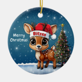 Blitzen Baby Deer, Fawn, Doe, Reindeer🦌 🎄 Julgransprydnad Keramik