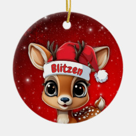 Blitzen Baby Deer, Fawn, Doe, Reindeer🦌 🎄 Julgransprydnad Keramik