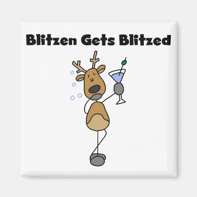 Blitzen Gets Blitzed Reindeer Tshirts and Gifts Magnet (Framsidan)