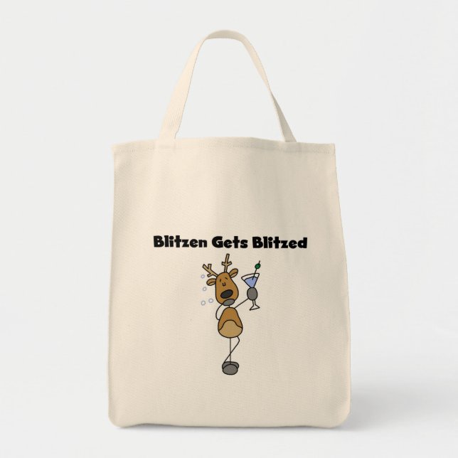 Blitzen Gets Blitzed Reindeer Tshirts and Gifts Tygkasse (Framsidan)