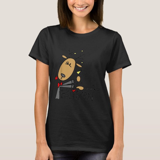 Blitzen jul rolig ren  t shirt (Framsida)