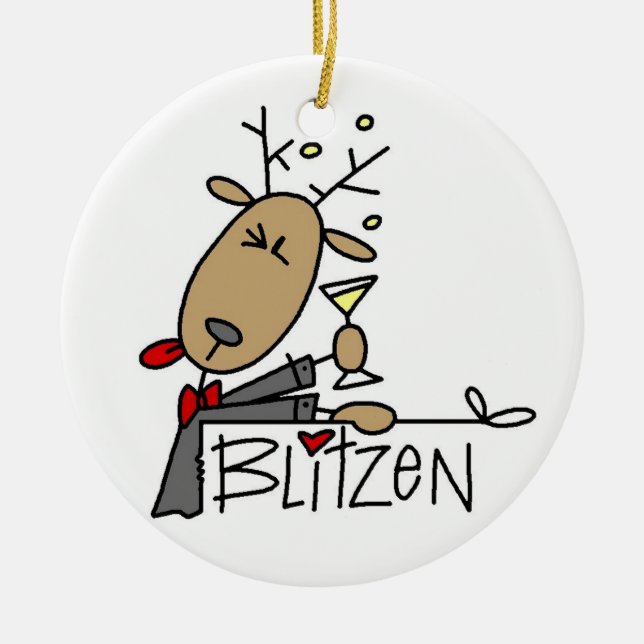 Blitzen-prydnadsföremål för jultomten julgransprydnad keramik (Framsidan)