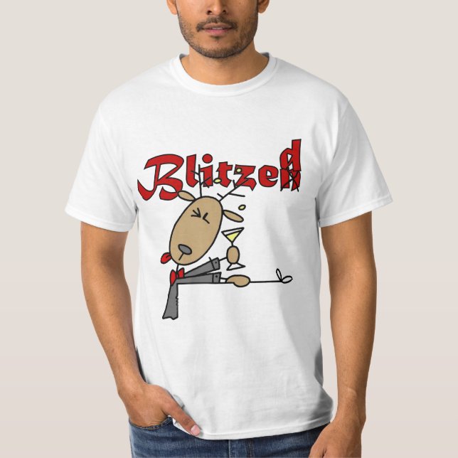 Blitzen Reindeer är Blitzed jul T-shirt (Framsida)