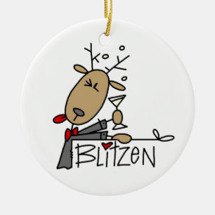 Blitzen Reindeer jul Tshirts och Gifts Julgransprydnad Keramik