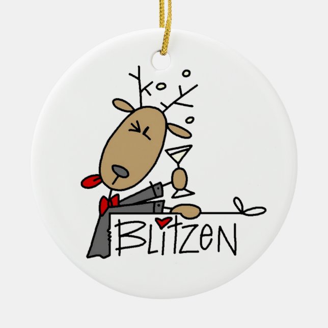 Blitzen Reindeer jul Tshirts och Gifts Julgransprydnad Keramik (Framsidan)