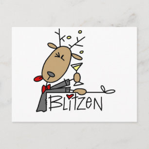 Blitzen Reindeer T-shirts och Gifts Helg Vykort