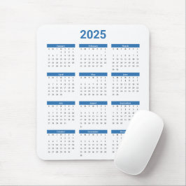 Bliue and White 2025 Year at a Glance Calendar Musmatta