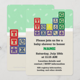 Blivande biologens klossar baby shower-inbjudan inbjudningar