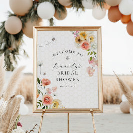 Blivande Brud Blommig Baby Shower Välkommen Poster