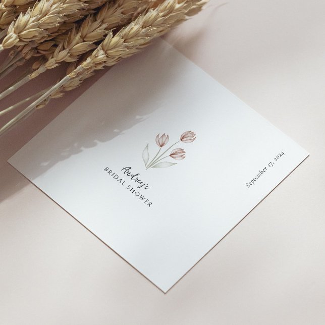 "Blivande brud" Rosa & Vita akvarelltulpaner Pappersservett (Personalized Bride to Be Pink & White Watercolor)