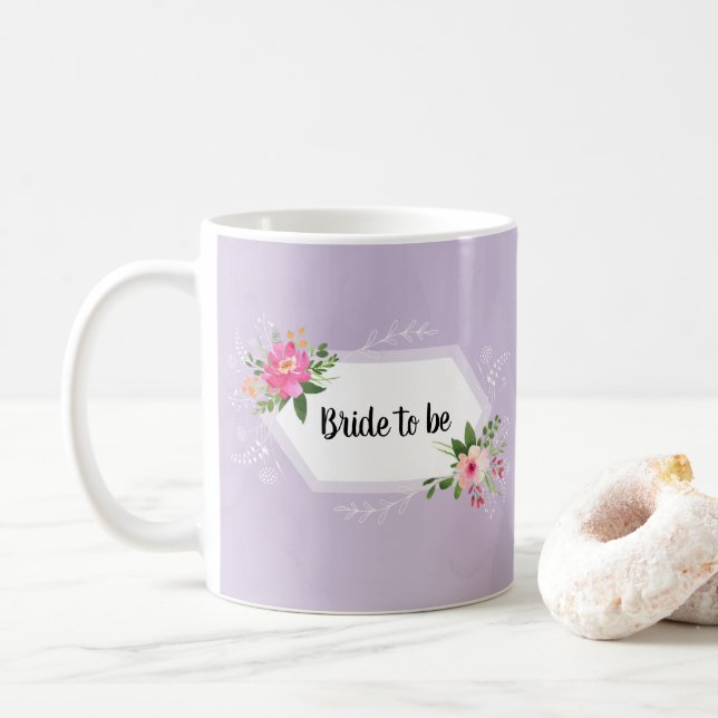 Blivande brud vattenfärg blomster bröllopsdusch kl kaffemugg (Med munk)