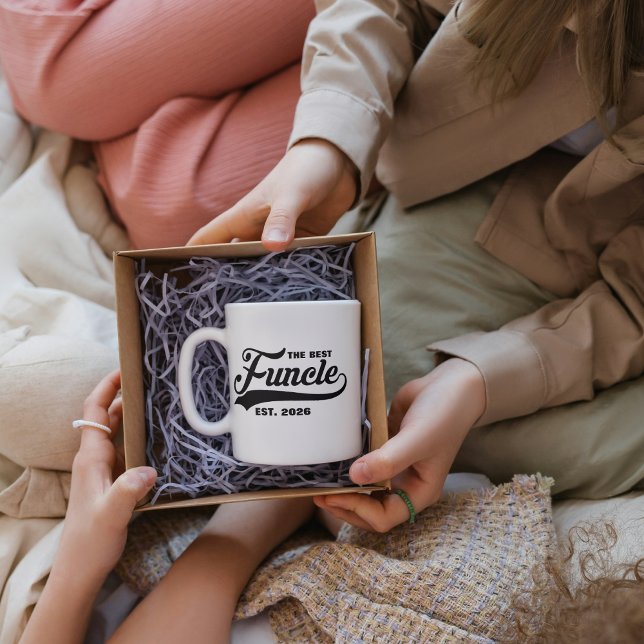 Blivande farbror rolig graviditet Funcle Kaffemugg (uncle to be pregnancy coffee mugs black and white baby reveal best uncle ever first time uncle funny)