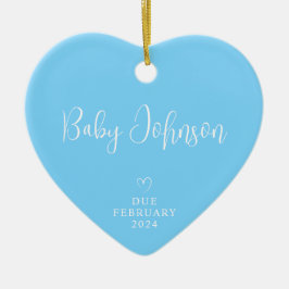 Blivande Föräldrar Foto Baby Pojke 2024 Julgransprydnad Keramik