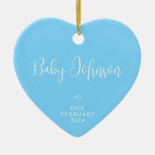 Blivande Föräldrar Foto Baby Pojke 2024 Julgransprydnad Keramik
