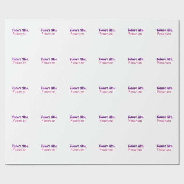 Blivande fru lägg till namn brud bröllop möhippa presentpapper (Platt)