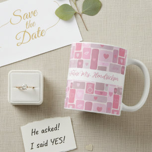 Blivande fru Pink Engagemang Modernt Skript Kaffemugg