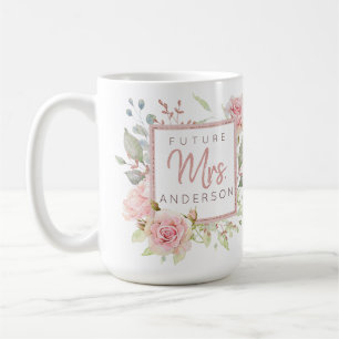 Blivande fru Rosa akvarellrosor Kaffemugg