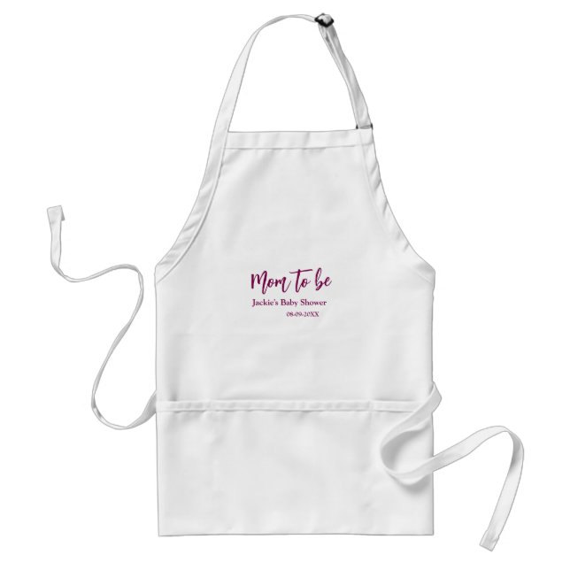 Blivande mamma baby shower namn datum rosa enkel m förkläde (Framsidan)