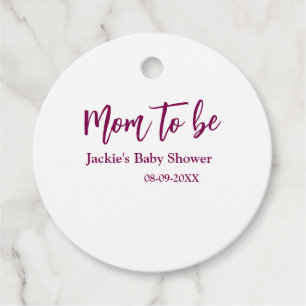 Blivande mamma baby shower namn datum rosa enkel m gåvor etiketter