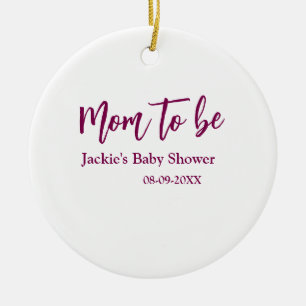 Blivande mamma baby shower namn datum rosa enkel m julgransprydnad keramik