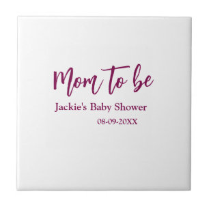 blivande mamma baby shower namn datum rosa enkel m kakelplatta