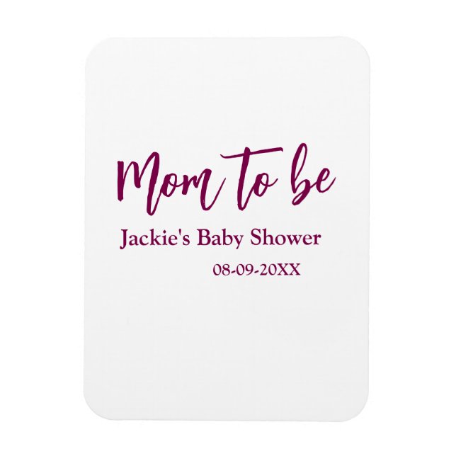 Blivande mamma baby shower namn datum rosa enkel m magnet (Vertikal)