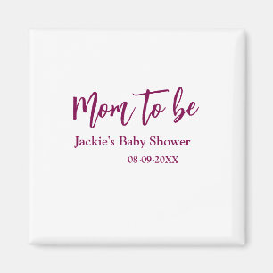 Blivande mamma baby shower namn datum rosa enkel m magnet