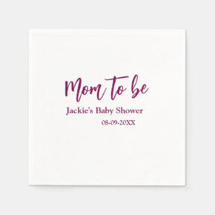 Blivande mamma baby shower namn datum rosa enkel m pappersservett