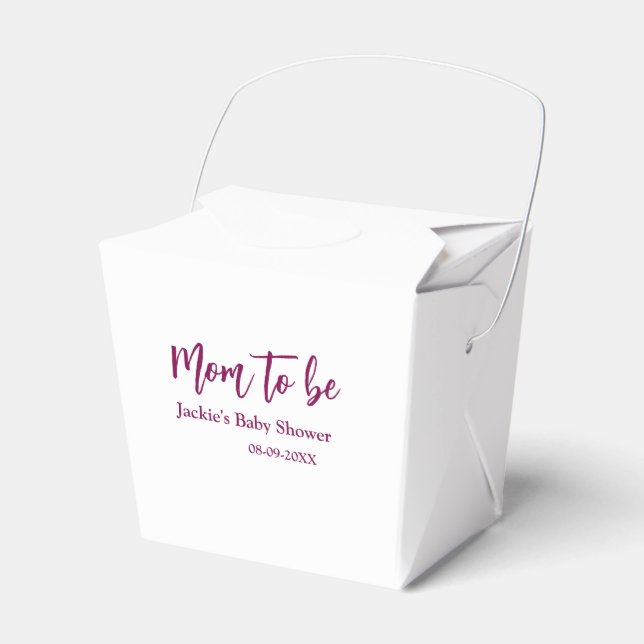 Blivande mamma baby shower namn datum rosa enkel m presentaskar (Framsidan Sidan)